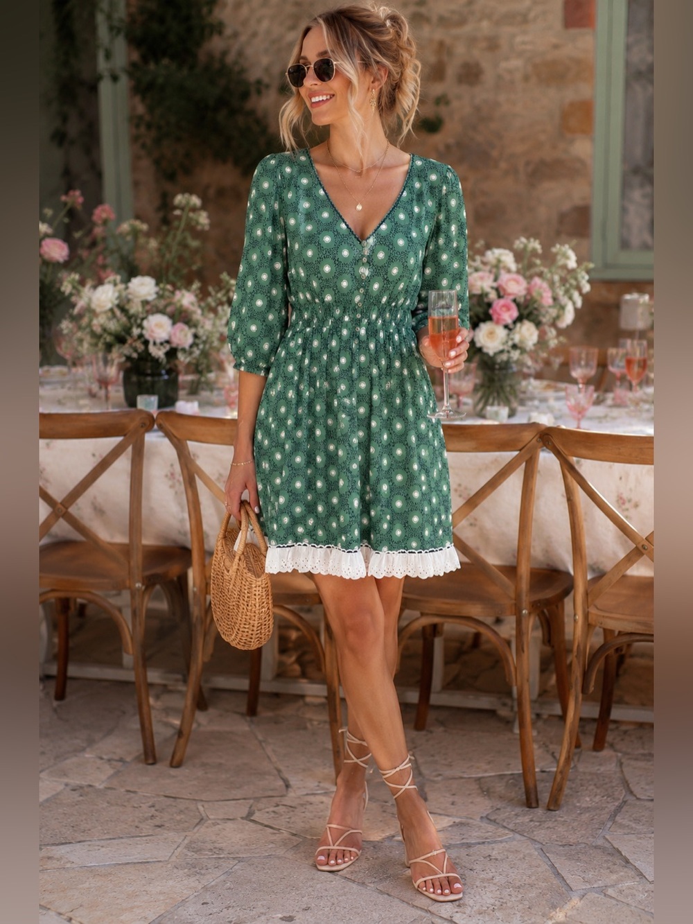 Juicy Couture Y2K Vintage Babydoll Cottagecore Picnic Brunch Mini Dress Eyelet